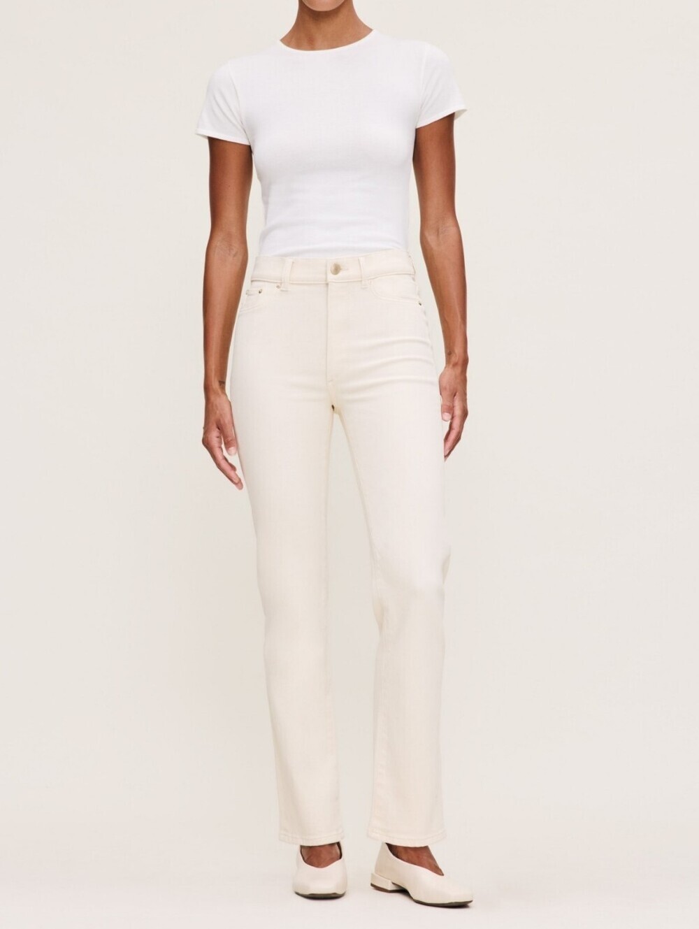 DL1961 Halle Straight High Rise Instasculpt Jeans Ecru 31